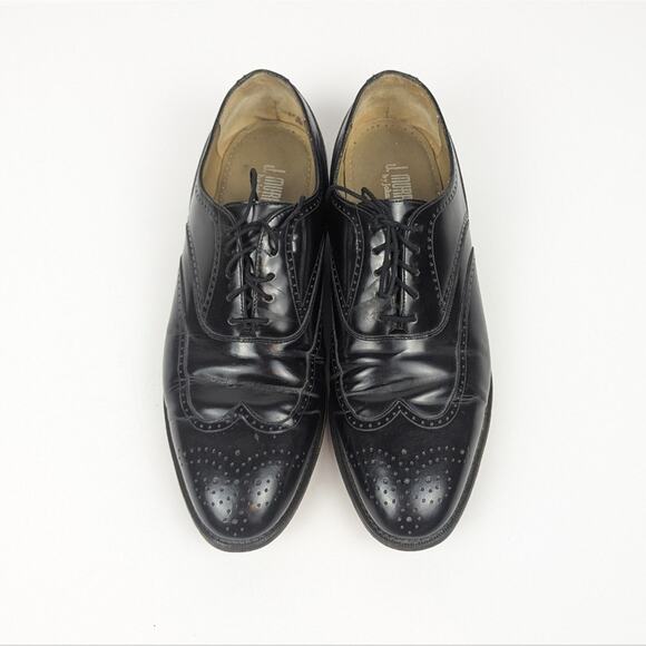 Johnston & Murphy Black Leather Wingtip Brogue Oxford Size 9.5